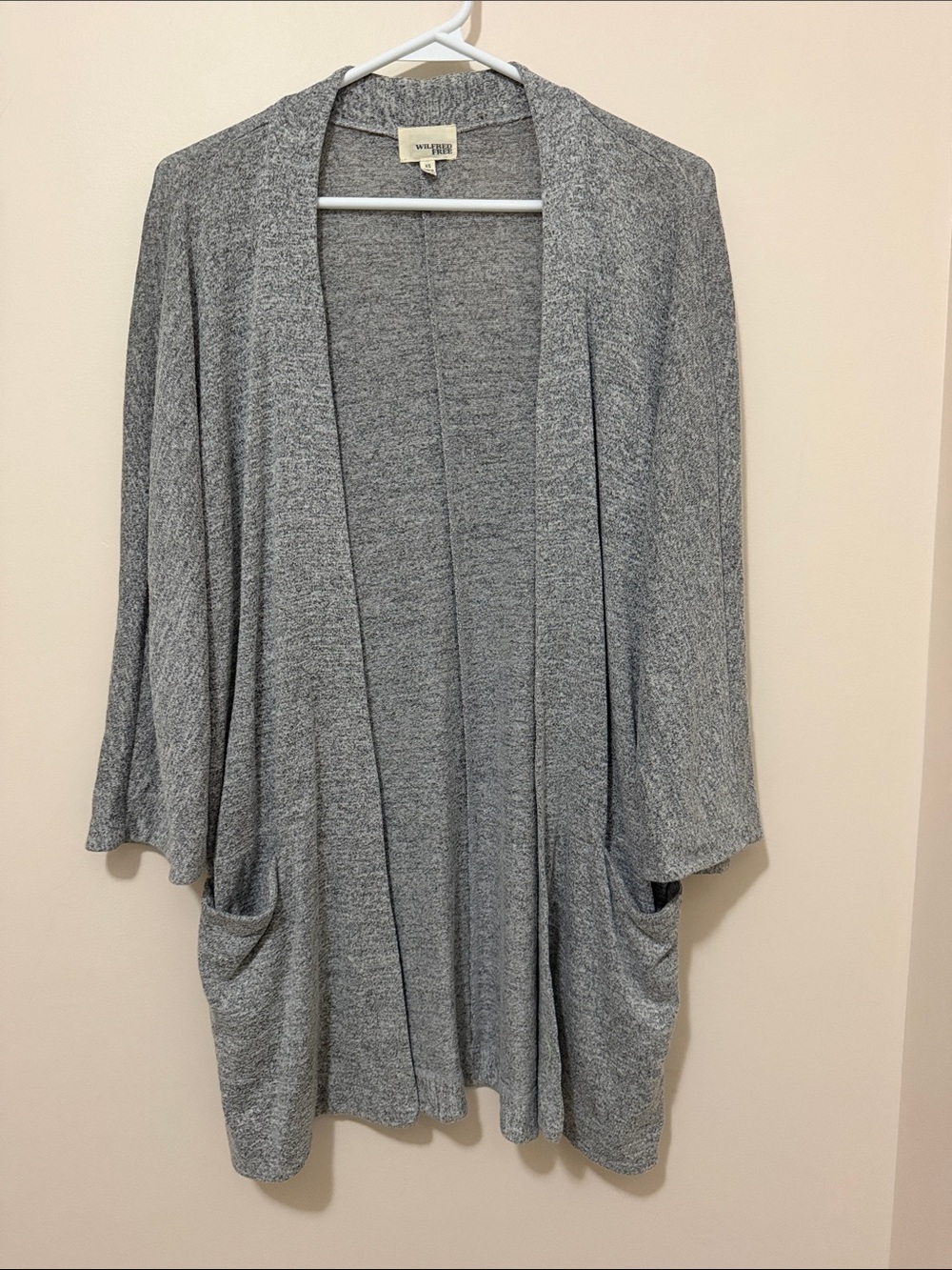 Wilfred Gray Draped Open-Front Pocket Cardigan